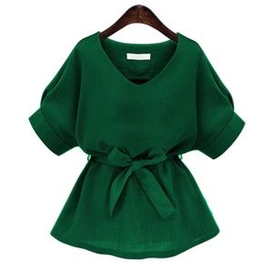 Green Tie Blouse NWOT